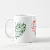 Mug Love Noël Vacances Rouge Vert Coeur Thé Café (Gauche)