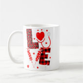 Mug Love Nurse Life Valentine Day Leopard Plaid Red He (Gauche)