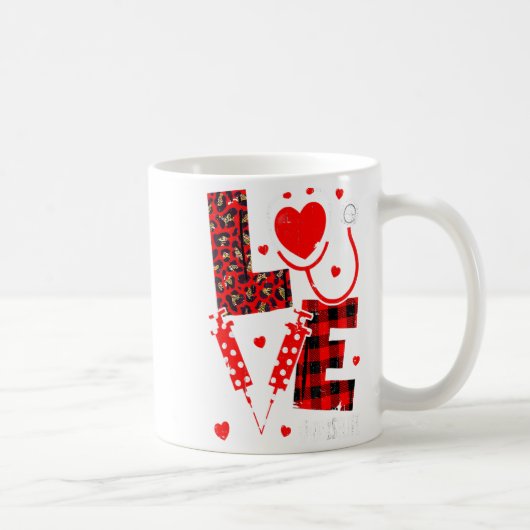 Mug Love Nurse Life Valentine Day Leopard Plaid Red He (Droite)