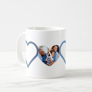 Mug Love Papa Grand-Père Bleu Coeur Photos Collage