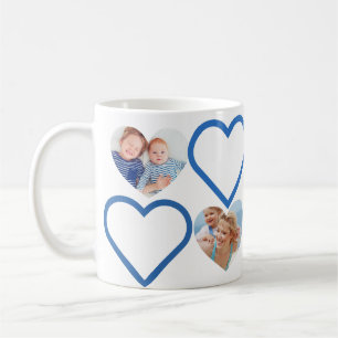 Mug Love Papa Grand-Père Le Coeur Bleu Photos Collage