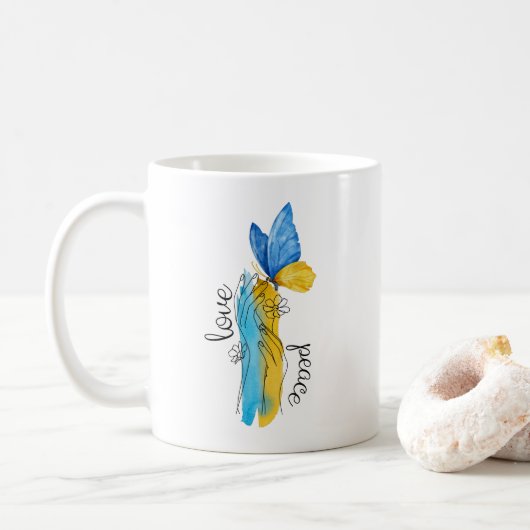 Mug Love, Peace Ukraine (Avec donut)