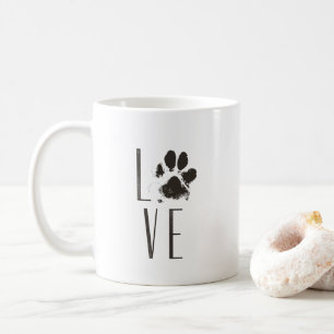 Mug Love Pet Paw Print Brown Grunge Typografy