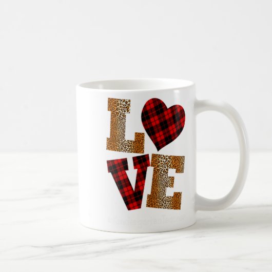 Mug Love Plaid Red Leopard Kindergarten Teacher Valent (Droite)