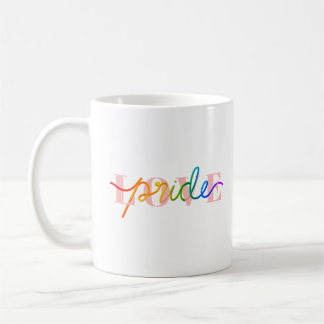 Mug Love Pride Rainbow Colors sur rose