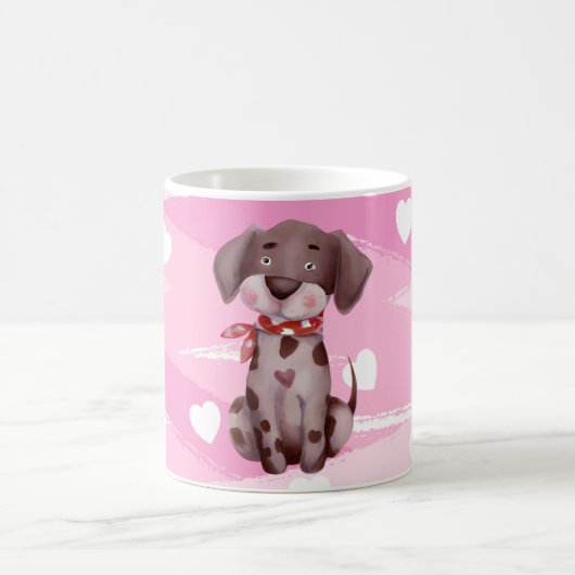 MUG "LOVE PUPPING" AVEC BOUE DE COEURS ROSE ET BLANC (Centre)