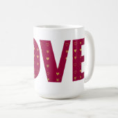 Mug LOVE Red Gold Hearts Valentine Couple (Devant droit)