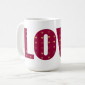 Mug LOVE Red Gold Hearts Valentine Couple (Devant gauche)