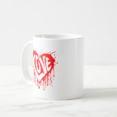Mug Love Retro Red Heart Valentine White Text (Devant gauche)