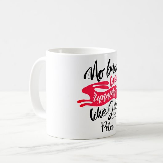 Mug Love Run Funny Red Bunny Motivation Script moderne (Devant gauche)