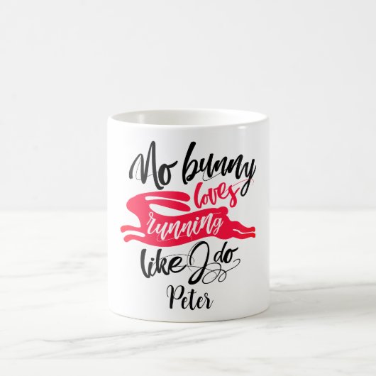 Mug Love Run Funny Red Bunny Motivation Script moderne (Centre)