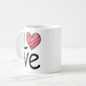 Mug Love Scribbled Hand Drawn Red Heart Minimalist (Devant gauche)