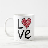 Mug Love Scribbled Hand Drawn Red Heart Minimalist (Gauche)