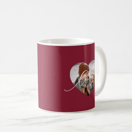 Mug Love Script Heart Photo Red (Devant droit)
