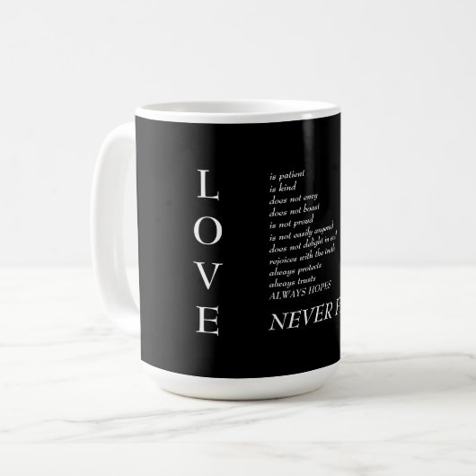 Mug Love Scripture Définition Typographie Noir (Devant gauche)