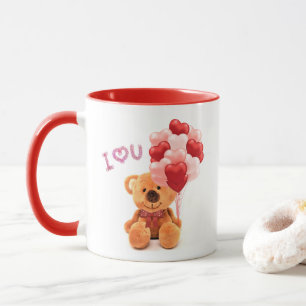 Mug Love Valentine Teddy Bear avec Ballons Café