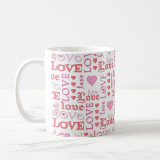 Mug Love Valentine's Day Love Cute Calligraphy Pink (Gauche)