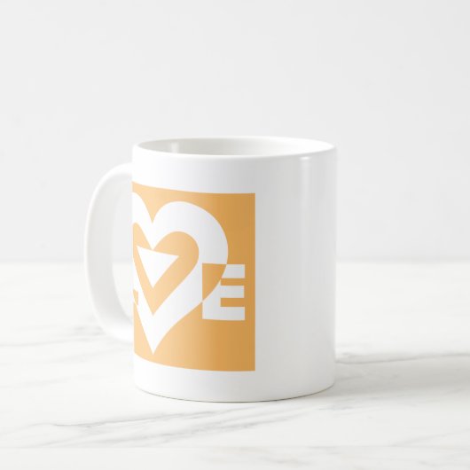 Mug Love White sur Orange (Devant gauche)