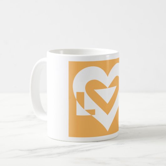 Mug Love White sur Orange (Devant gauche)