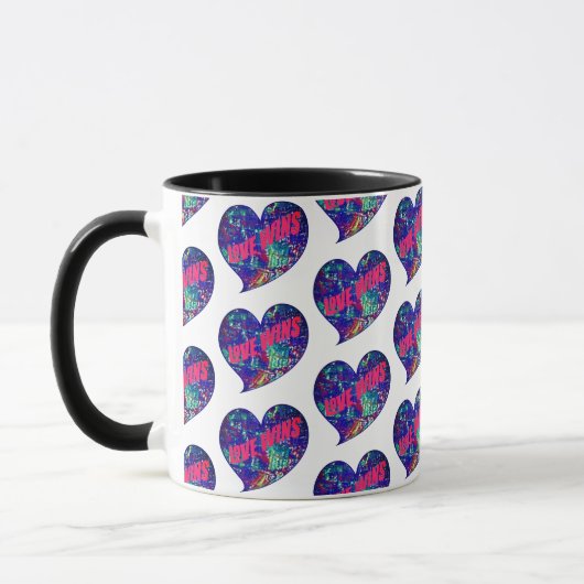 Mug Love Wins Inspirational Words Art Heart (Gauche)