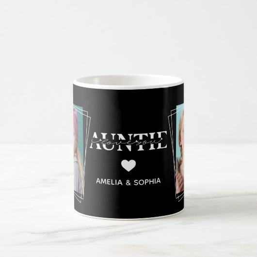 Mug Love You Auntie Deux Noms Photo Texte manuscrit (Centre)
