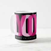 Mug Love You Custom Happy Valentine's Day Pink Black (Devant gauche)
