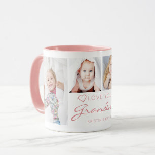 Mug LOVE YOU GRAND-MÈRE 4 Photo Rose personnalisé
