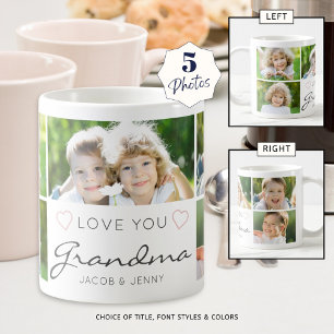 Mug LOVE YOU GRAND-MÈRE Personnalisé 5 Photos manuscri