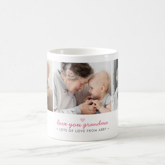 Mug Love You Grandma 3-Photo Collage et message person (Centre)