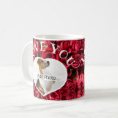 Mug Love You Heart Photo Red Roses Modern Script migno (Devant gauche)