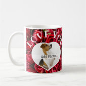 Mug Love You Heart Photo Red Roses Modern Script migno (Gauche)