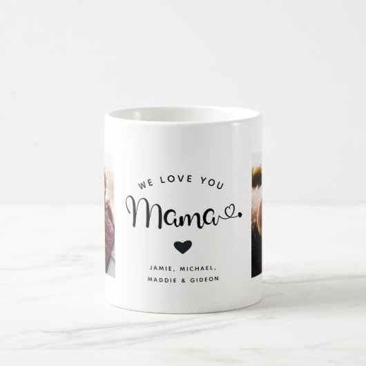 Mug Love you Mama Hearts Custom Two Photo Trendy Chic (Centre)