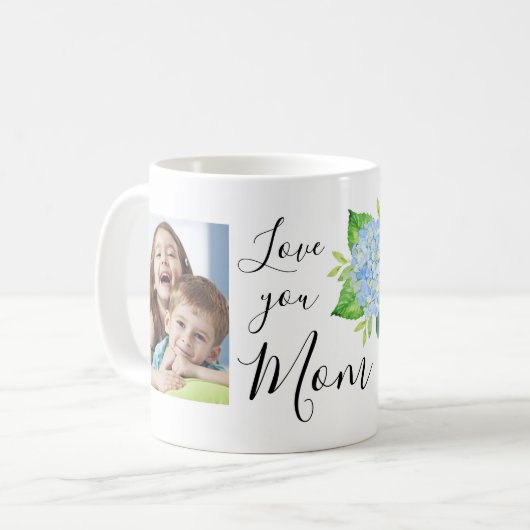 Mug Love You Maman Photos de famille Hydrangea (Devant gauche)