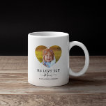 Mug Love You Mom Heart Photo<br><div class="desc">Tasse à café personnalisée avec 2 photos de famille en forme de coeur mignon,  les mots "nous t'aimons maman",  et les noms des enfants. Peut être changé en n'importe quelle relation !</div>