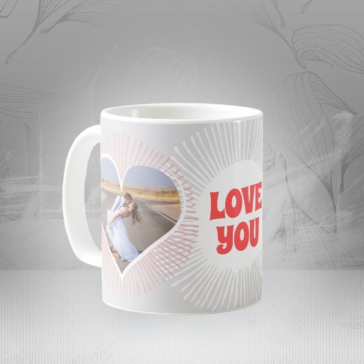 Mug Love You Radiating Hearts Typographie Mariage