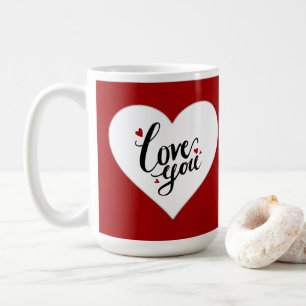 Mug Love You Red Heart Nom personnalisé Romantique