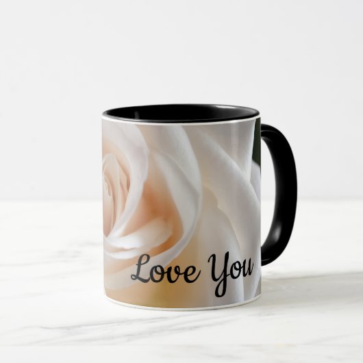 Mug "Love You" Rose Blanche (Devant droit)