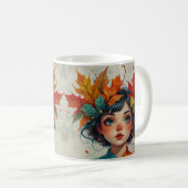Mug Lovely Autumn Girl with Fall Leaves (Devant droit)