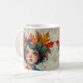 Mug Lovely Autumn Girl with Fall Leaves (Devant gauche)