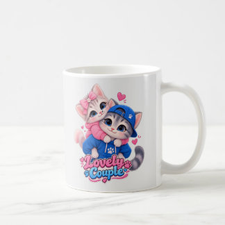 Mug Lovely Couple de chats qui s'embrassent, Amour