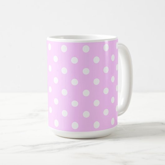 Mug Lovely Pastel Pink Color With White Polka Dots (Devant droit)