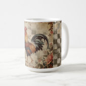 Mug Lovely Vintage Rooster ,Flowers Pattern, Checke (Devant droit)