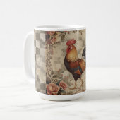 Mug Lovely Vintage Rooster ,Flowers Pattern, Checke (Devant gauche)