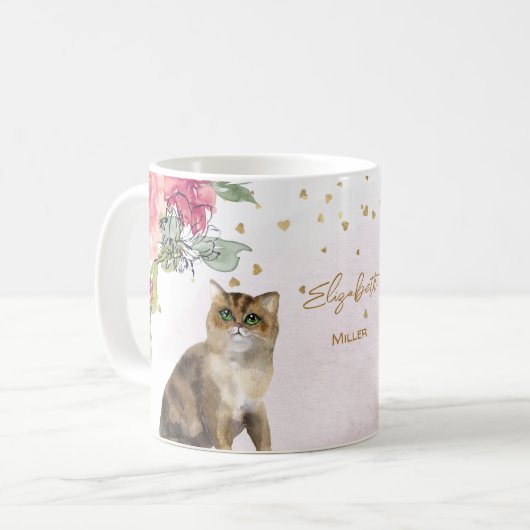 Mug Loving Cat Illustration Gold Parties scintillant G (Devant gauche)