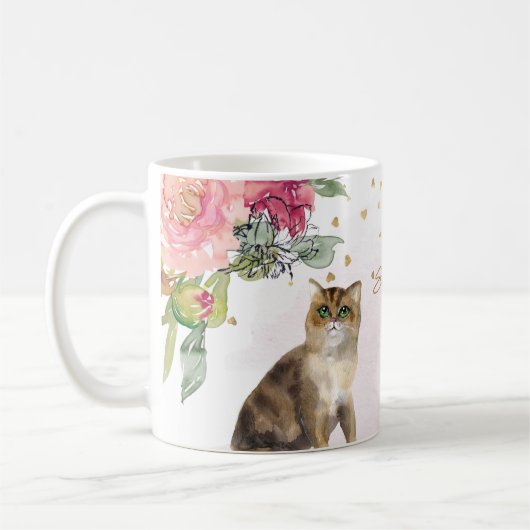 Mug Loving Cat Illustration Gold Parties scintillant G (Gauche)