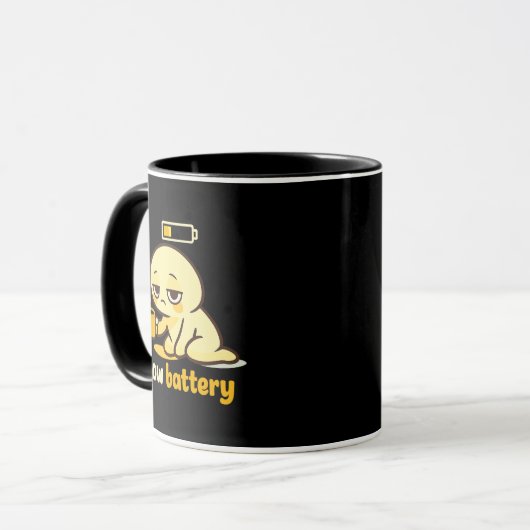 Mug Low Battery Mood – Cute Tired Coffee (Devant gauche)