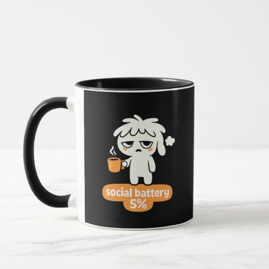 Mug Low Social Energy – Cute Coffee Humo (Gauche)