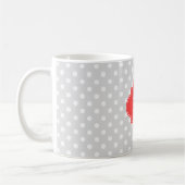 Mug Lt Gray Wt Polka Dot Coral Red Quatrefoil (Gauche)