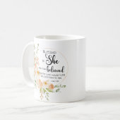 Mug Luc 1:45 Béni est Elle Printemps Orange Fleur (Devant gauche)