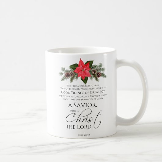Mug Luc 2:10-11 Bon Tidings Poinsettia Noël (Droite)